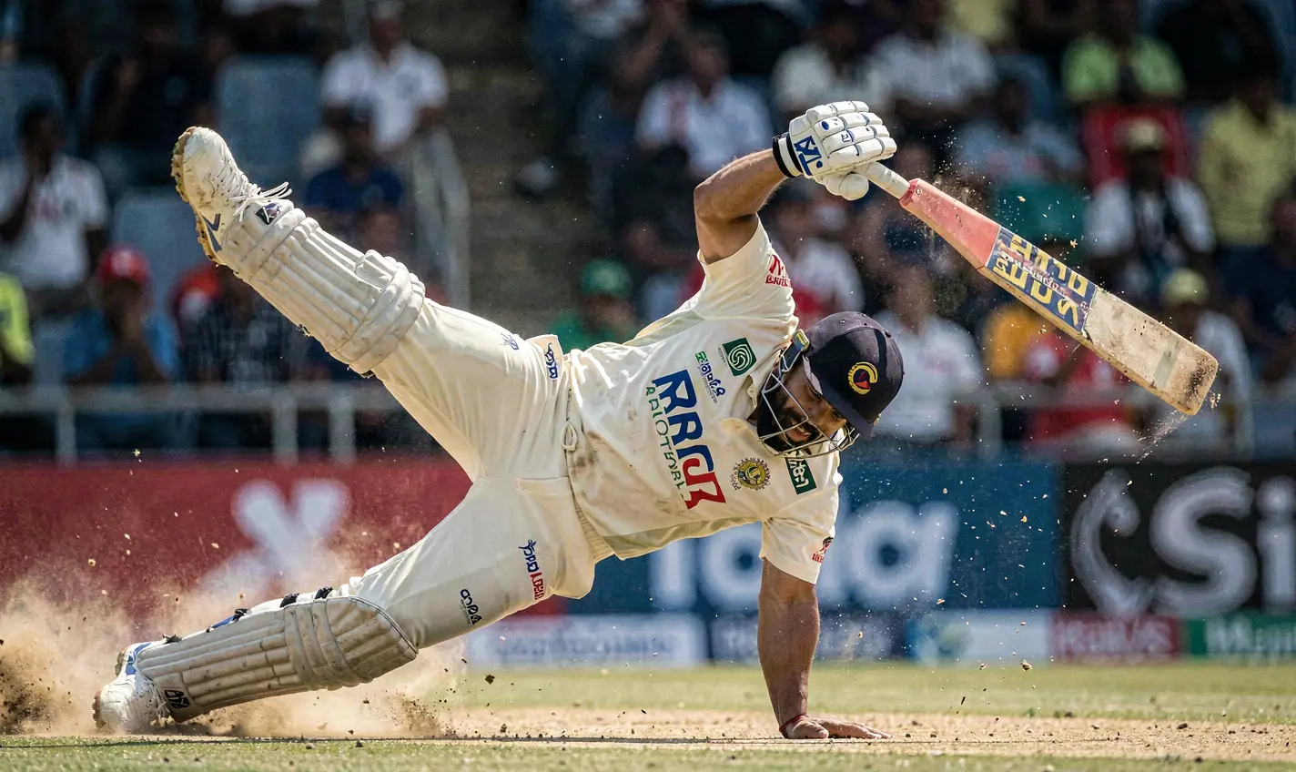 Dramatic moment of a cricket player diving to catch the ball in a competitive match showcasing real time cricket betting with 72OK in Bangladesh