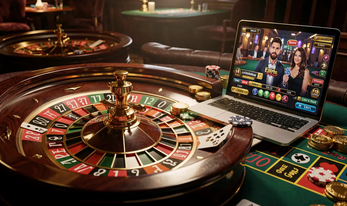 Close-up view of a modern roulette table with betting chips and a digital interface showcasing the advanced live casino features of 72OK